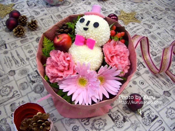 日比谷花壇『そのまま飾れるブーケ｢キュートな雪だるまのブーケ｣』